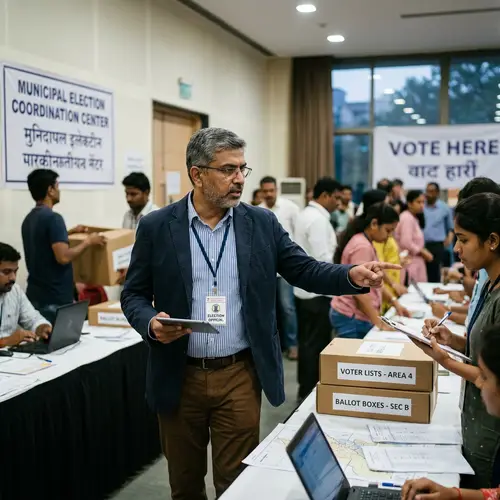 Middle-Aged South Asian Man Professional Project Coordinator Election Event