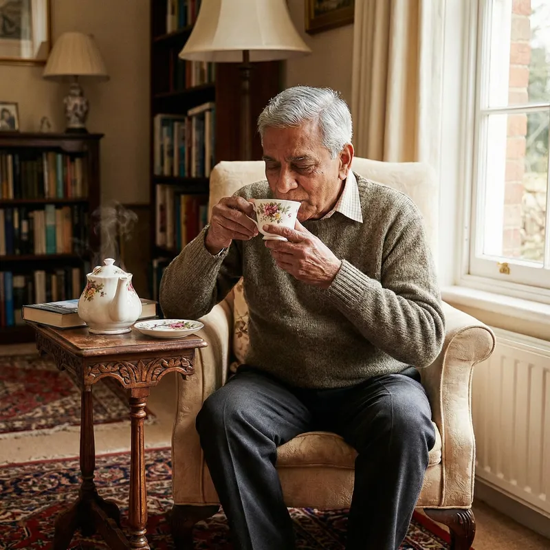 South Asian Man Enjoying Tea South Asian Man Enjoying Tea