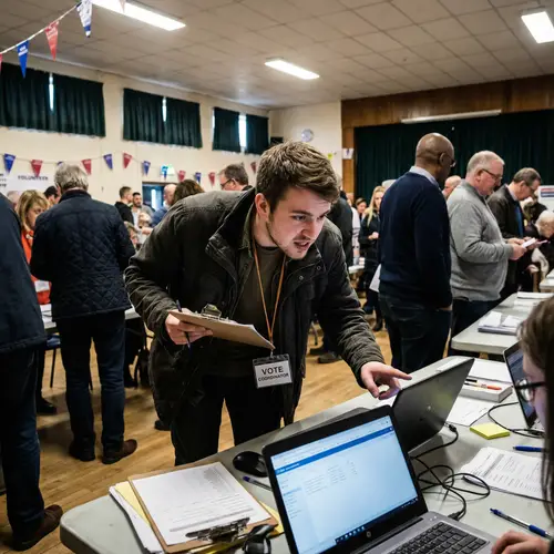 Candid Election Event Photography: Young Male Coordinator in Action