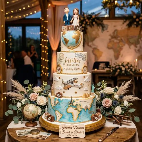 Jetsetter Dreams Cake Design - Luxury Travel Theme