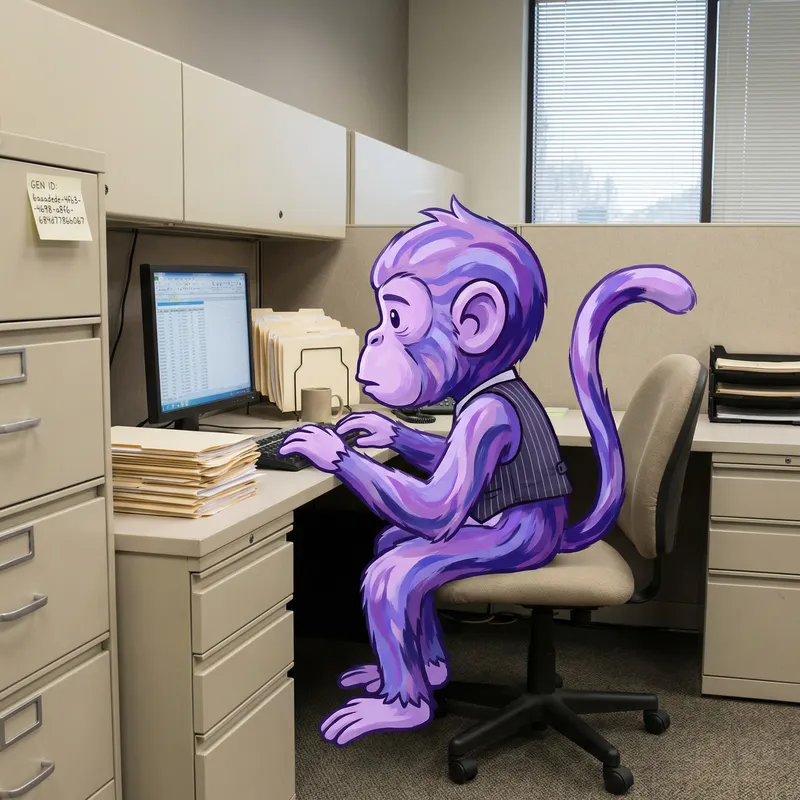 Playful Purple Monkey: Whimsical Office Animation