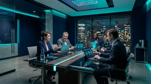 High-Tech Corporate Workshop in Minimalist Boardroom
