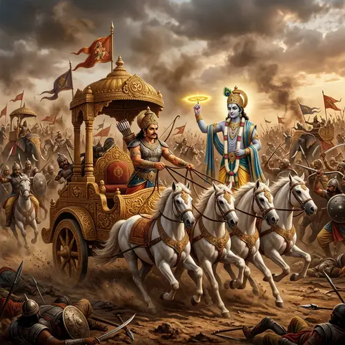 Krishna & Arjuna's Chariot in Kurukshetra Battlefield