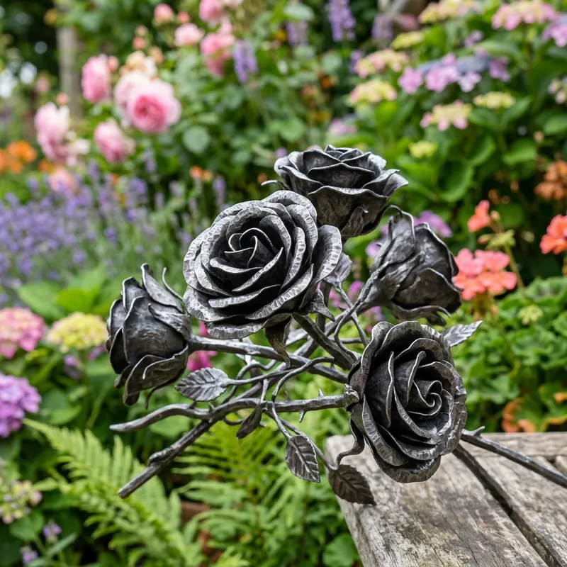 Intricate Handcrafted Steel Roses