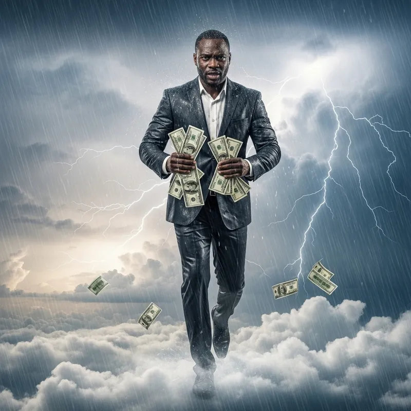 Dude Walking in the Sky with Money
