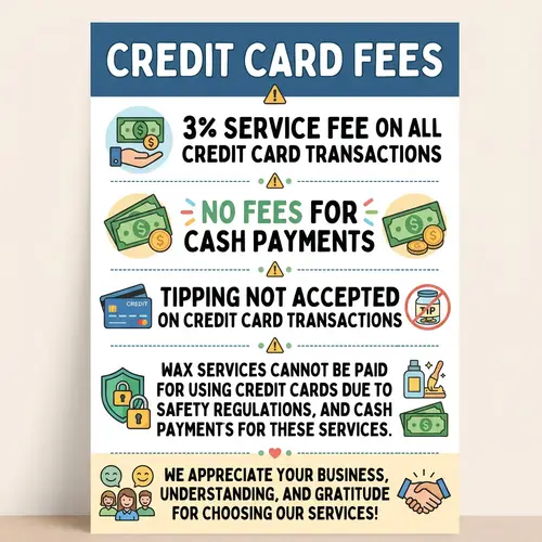 Avoid Credit Card Fees | Cash Payments Encouraged