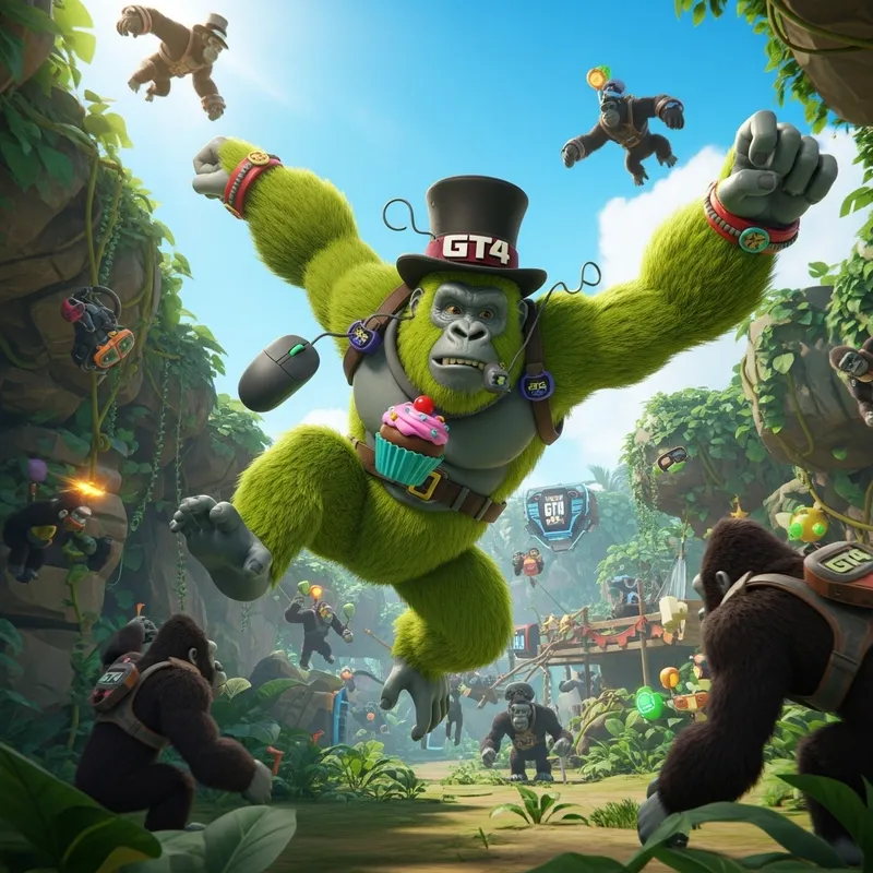 Lime Gorilla in Top Hat - Gorilla Tag VR Fun