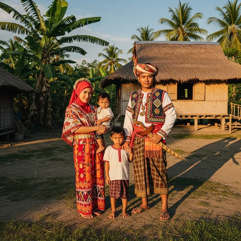 Filipino Muslim Warrior with Family