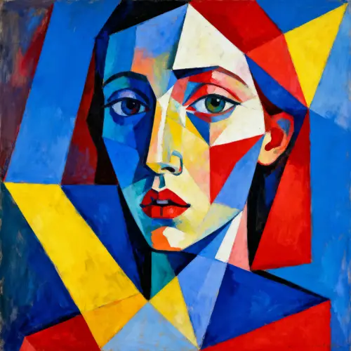 Pablo Picasso Style Self Portrait of a Girl