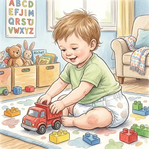 Adorable Toddler Playing in Nursery with Toy