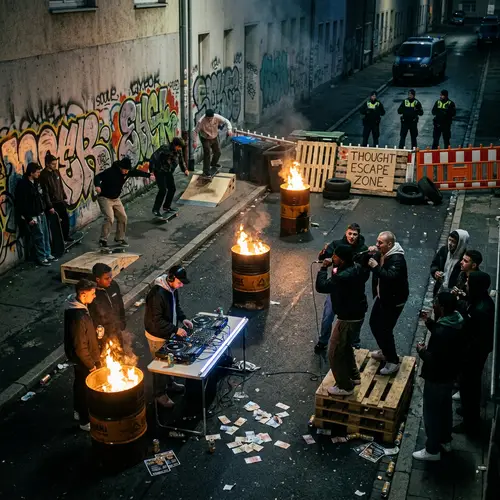 Dark Neighborhood Vibes: Skaters, DJs, and Rap Culture