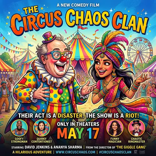 New Comedy Film Poster - Circus Theme with Diverse Cast