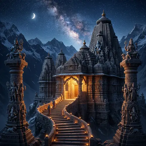 Intricate Lord Shiva Temple in the Mountains