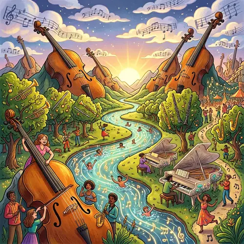 Discover the Whimsical Music Wonderland - Musical Instruments Landscape