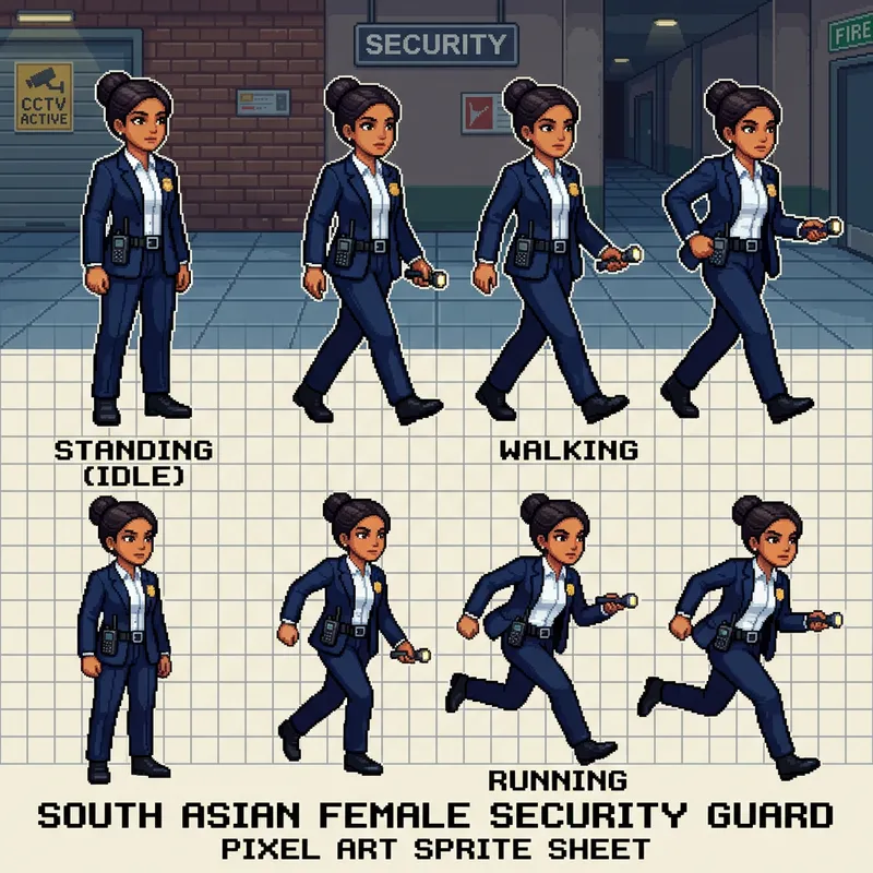 Security Guard Girl Pixel Art Sprites Security Guard Girl Pixel Art Sprites