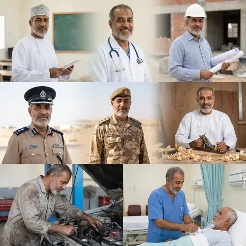Whimsical Transformation of Omani Man as Various Professionals