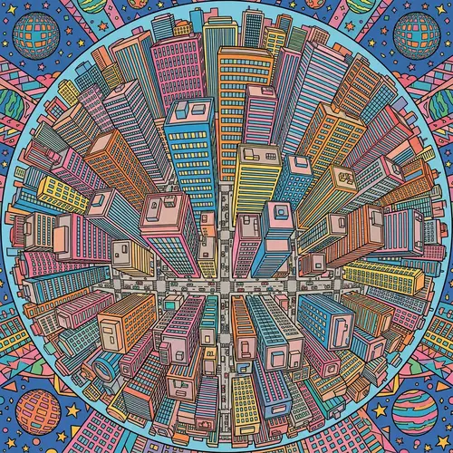 Modern Skyscrapers in a 360° World View