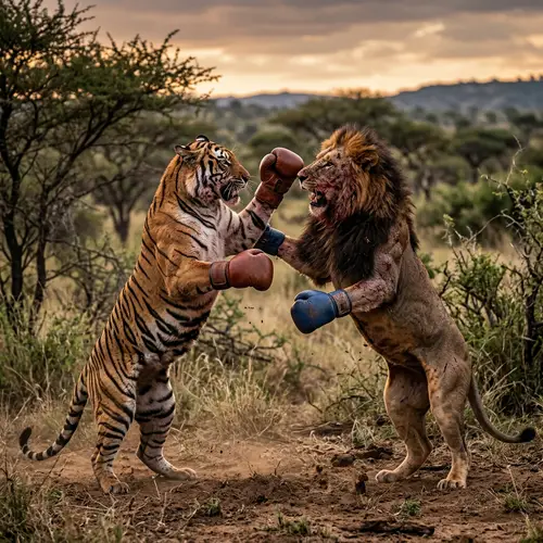 Tiger vs Lion: Wild Boxing Match in Nature