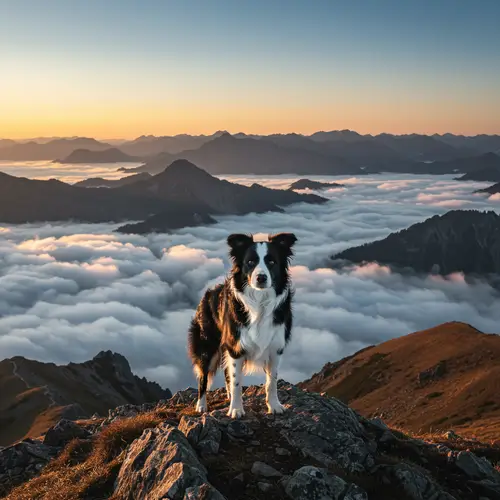 Border Collie Dog on Mountain Summit