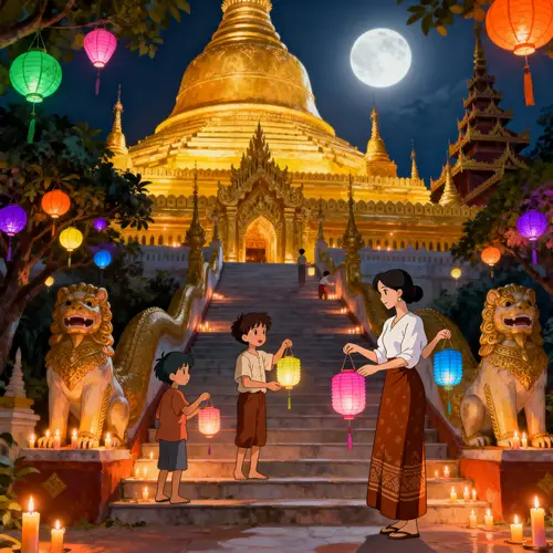 Enchanting Thadingyut Festival in Myanmar - Studio Ghibli Art