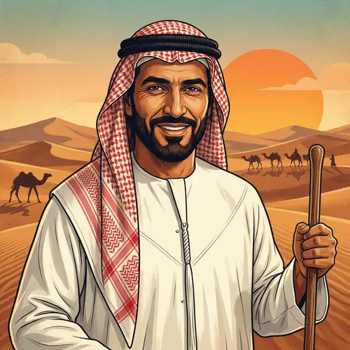 Middle Eastern Man in Traditional Attire | Desert Landscape Art