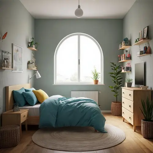 3D Bedroom Design Simulation - Arched Window Style
