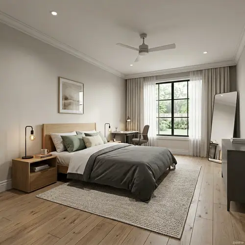 3D Bedroom Design Simulation - Arched Window Style