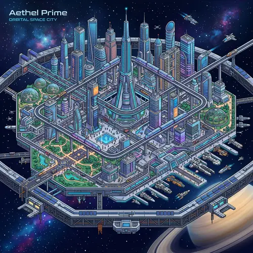 Futuristic Isometric City Illustration