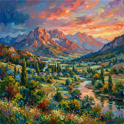 Impressionistic Mountain Landscape Painting