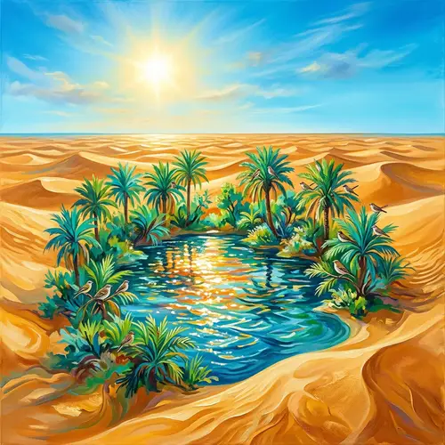 Desert Oasis Abstract: Mesmerizing Interpretation of a Hidden Sanctuary