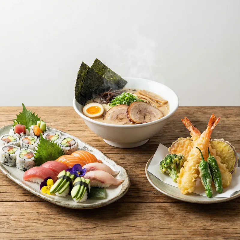Japanese Flavors Sushi Ramen Tempura In One Stunning Image AI Art 