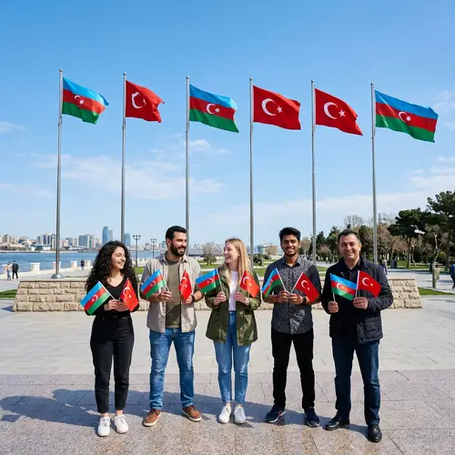 Multicultural Unity with Azerbaijani and Turkish Flags - Solidarity Shot