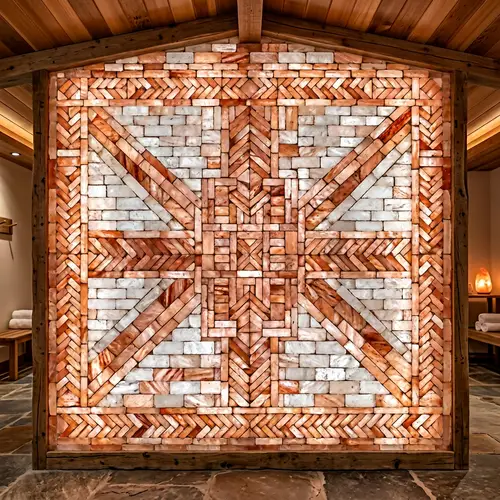 Intricately Designed Salt Brick Wall with Pink and White Bricks