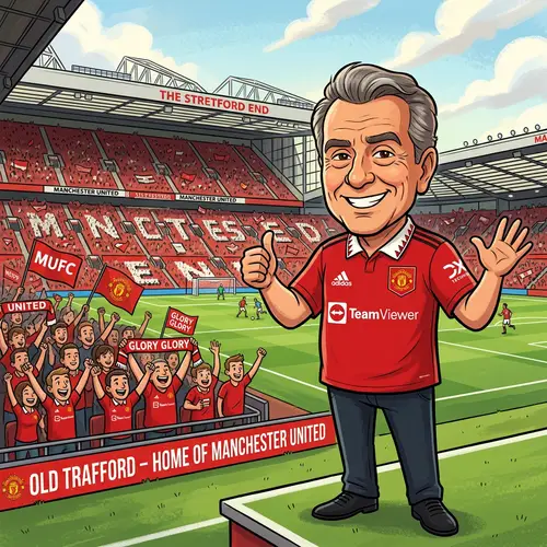 Berlusconi in Manchester United Shirt Cartoon