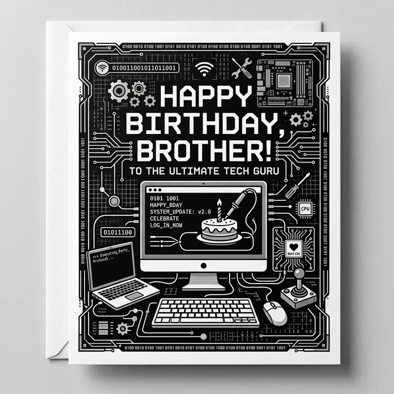 Tech-Themed Birthday Card for Your Brother