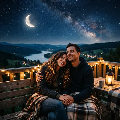 Romantic Love Under the Starlit Sky