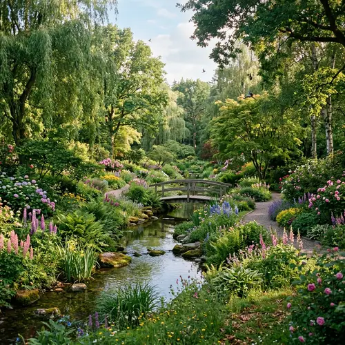 Tranquil Garden Oasis - Serene Scene of Nature's Beauty