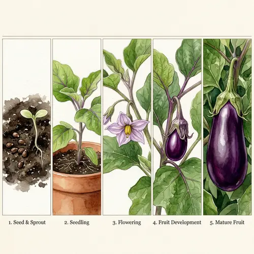 Eggplant Life Cycle: A Botanical Watercolor Journey
