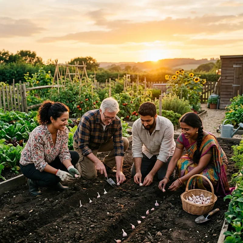 Garlic Planting Stage in Community Garden