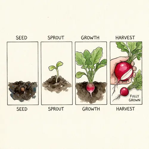 Radish Growth Cycle: From Seed to Harvest - Illustrated Guide