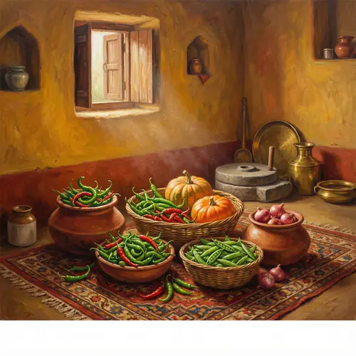 Winter Vegetables in Traditional Indian Setting