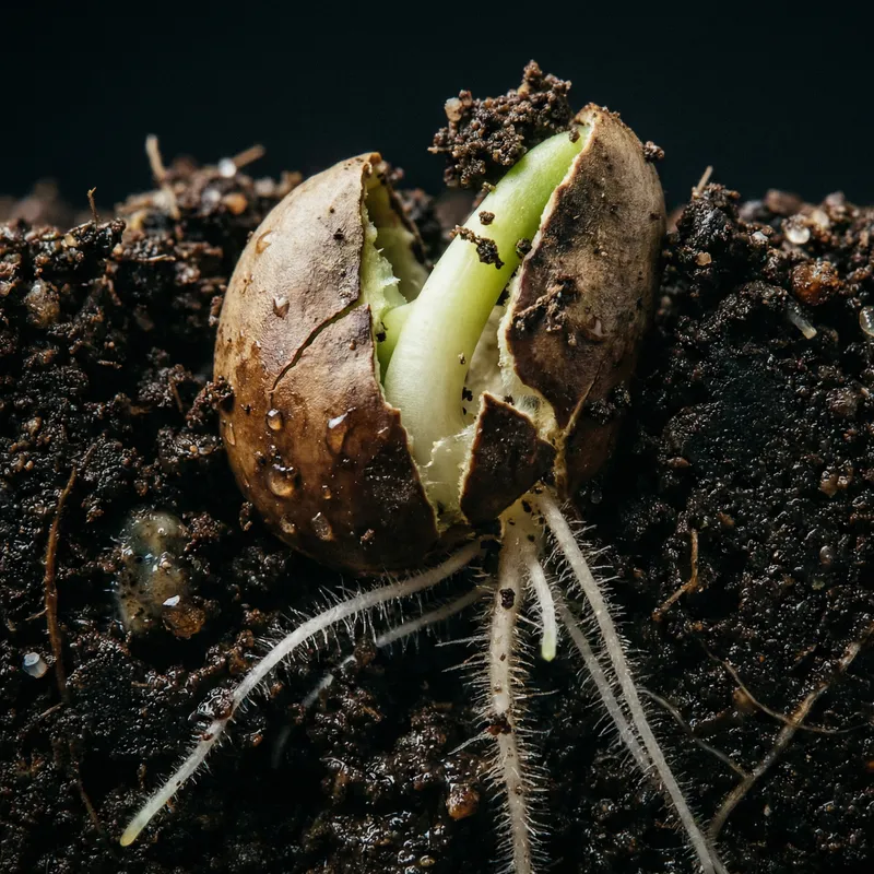 Eggplant Germination Stage: Detailed Process Scene Eggplant Germination Stage: Detailed Process Scene