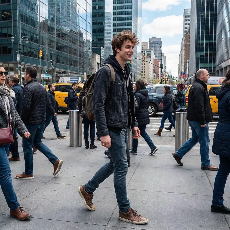 Stylish Urban City Boy with Brown Hair | Street Fashion Look