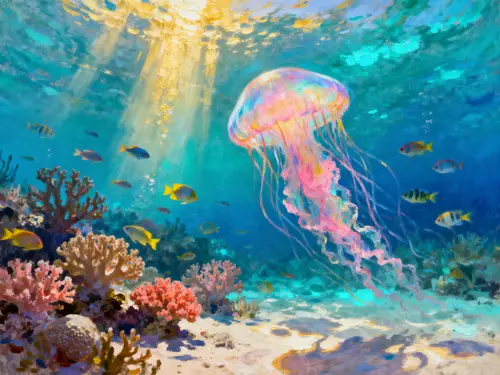 Dreamy Jellyfish in a Vibrant Underwater World