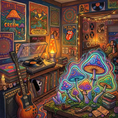 Psychedelic Mushrooms & Vintage Rock Art