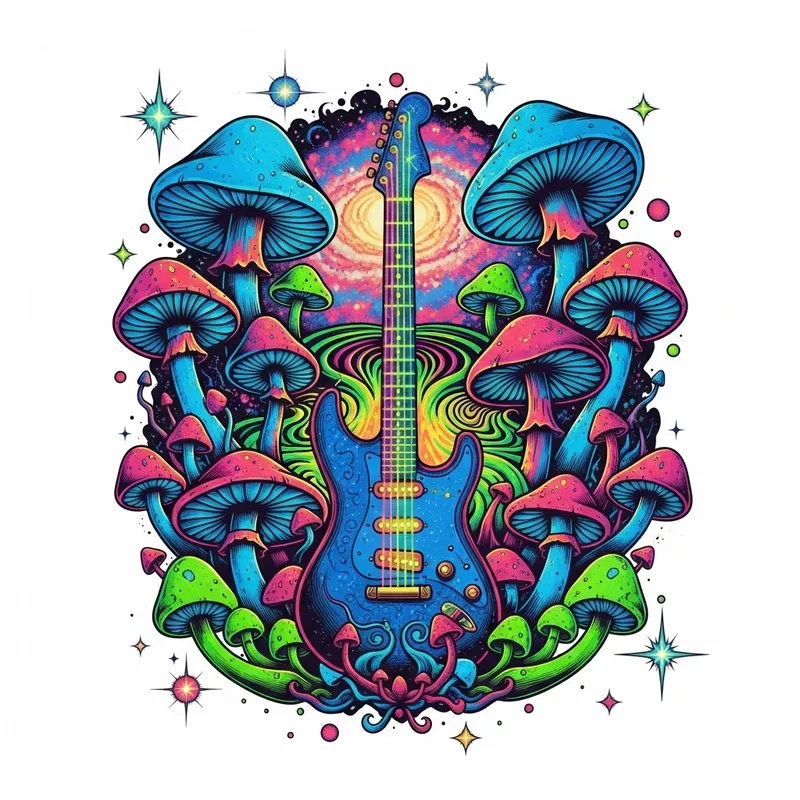 Psychedelic Mushrooms & Vintage Rock Art