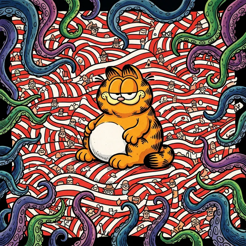Where's Waldo with Garfield and Tentacles | Cartoon Fun Time