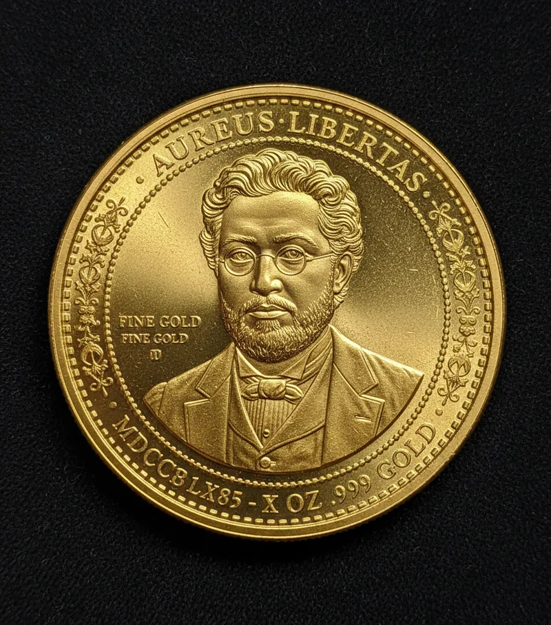 Gleaming Gold Coin: Hyper-Realistic Collectible Design