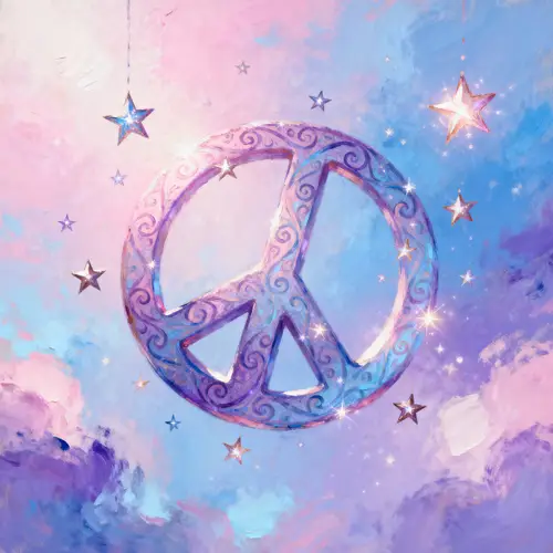 Whimsical Peace Sign Art with Stars and Colors