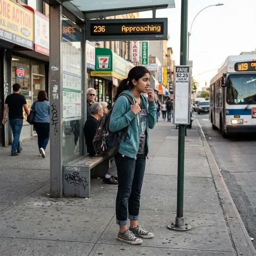 Adventurous 15-Year-Old Girl Sneaking on Board the Bus